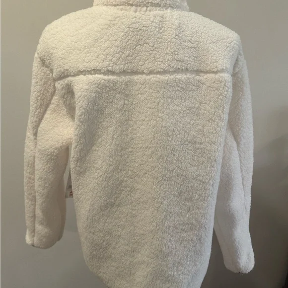 32 Degrees White and Camel Snap Front Sherpa Jacket - Picture 2 of 9